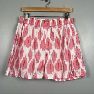 Boo Gemes pink & white ikat print 100% cotton The Sammy Boxer shorts, Large.